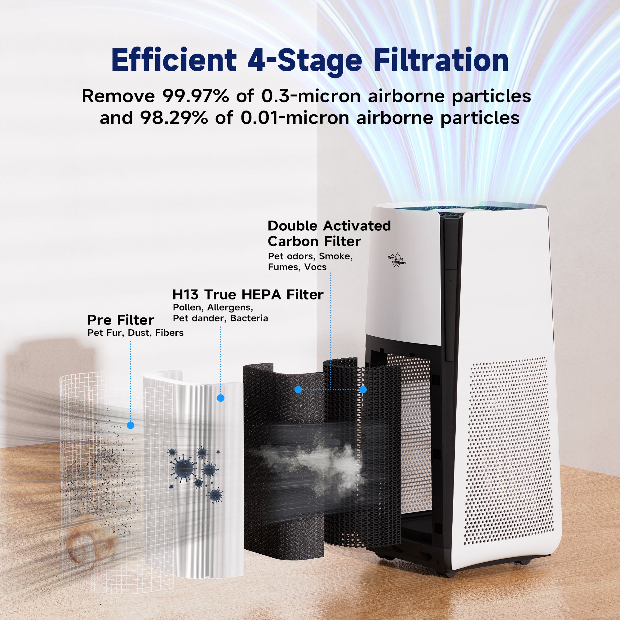 MS601 Extra Large Room Air Purifier For Allergen Remover