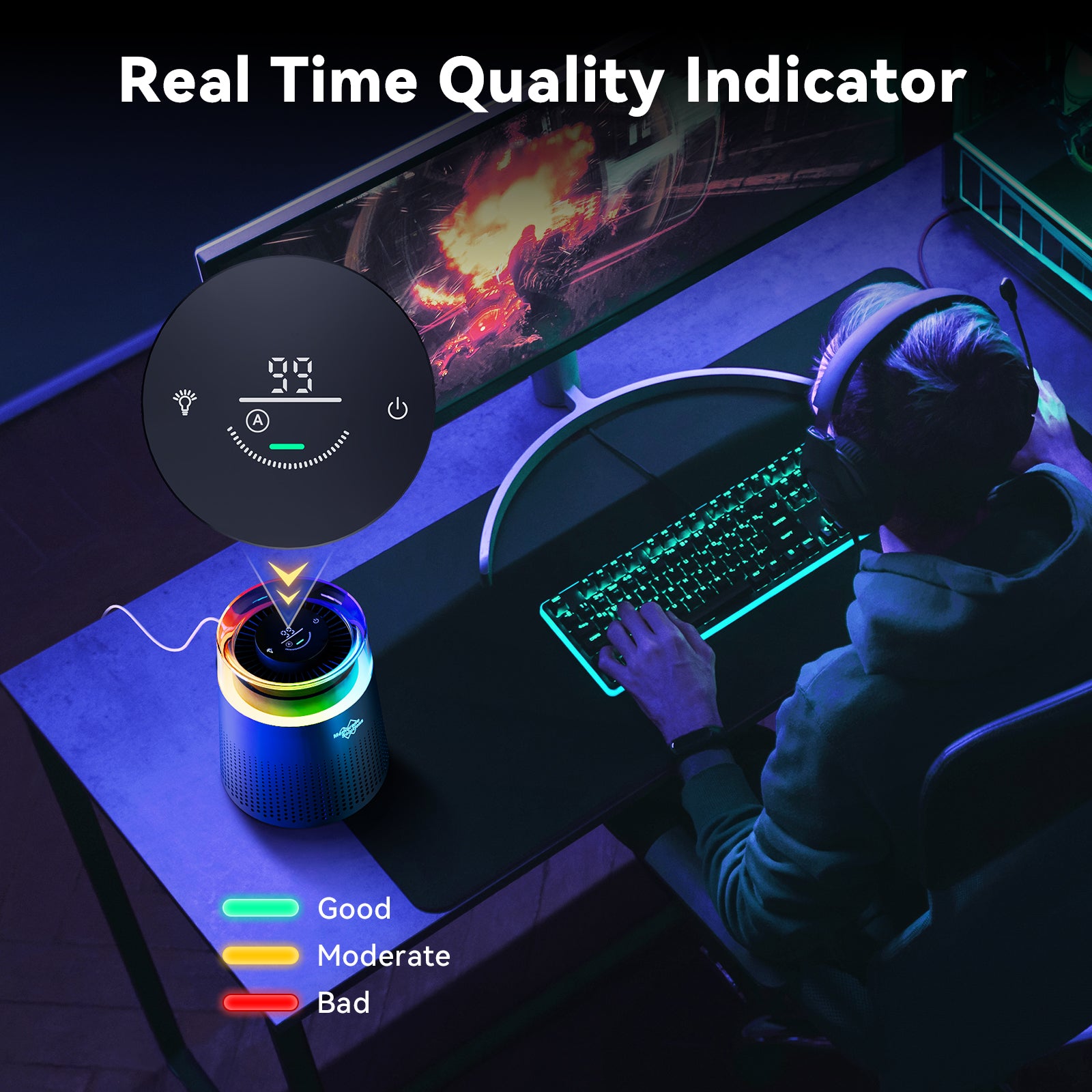 MSB5 Small Room HEPA Air Purifier With RGB Light