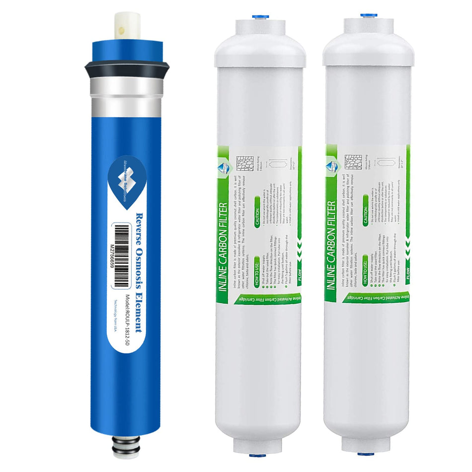 50 GPD RO Membrane and 2x T33 Inline Carbon Filters