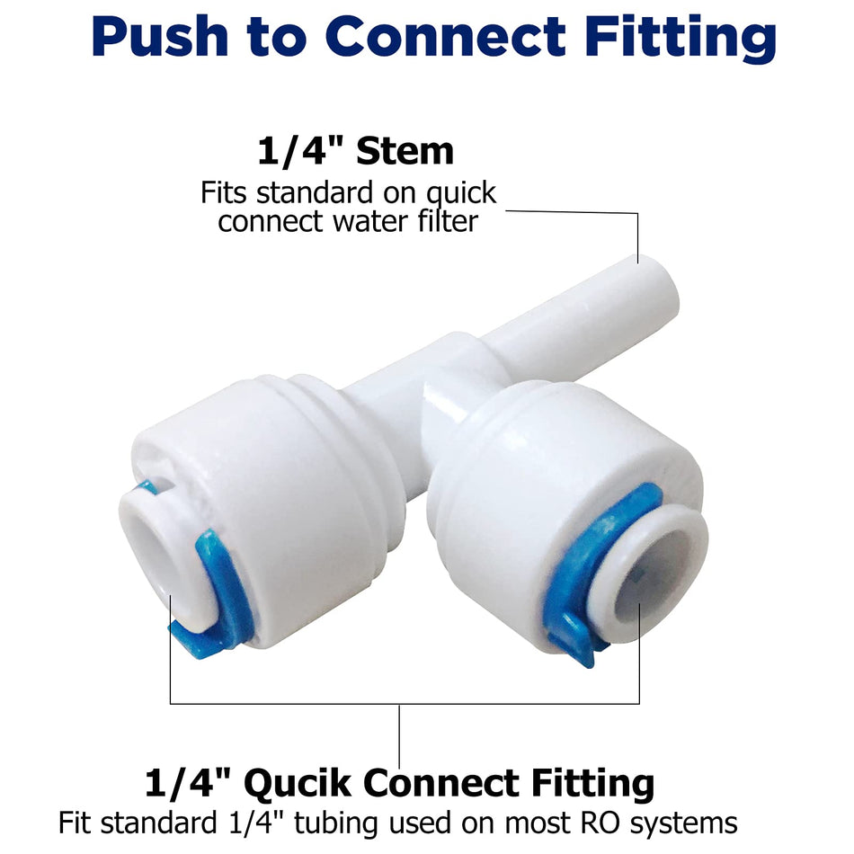 1/4-inch Quick Connect RO Water System Fittings for T33 Inline Water Filter (Pack of 2)