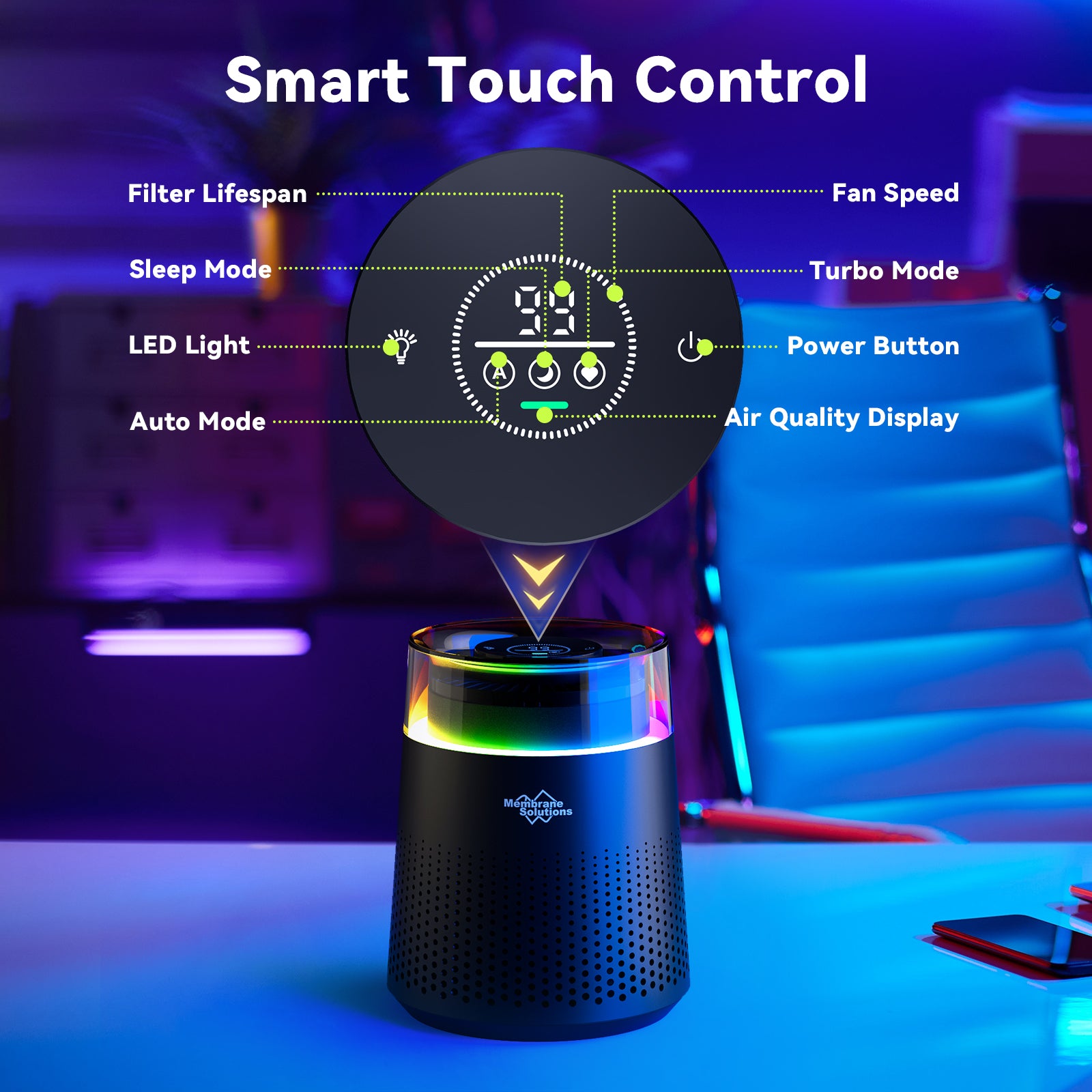 MSB5 Small Room HEPA Air Purifier With RGB Light