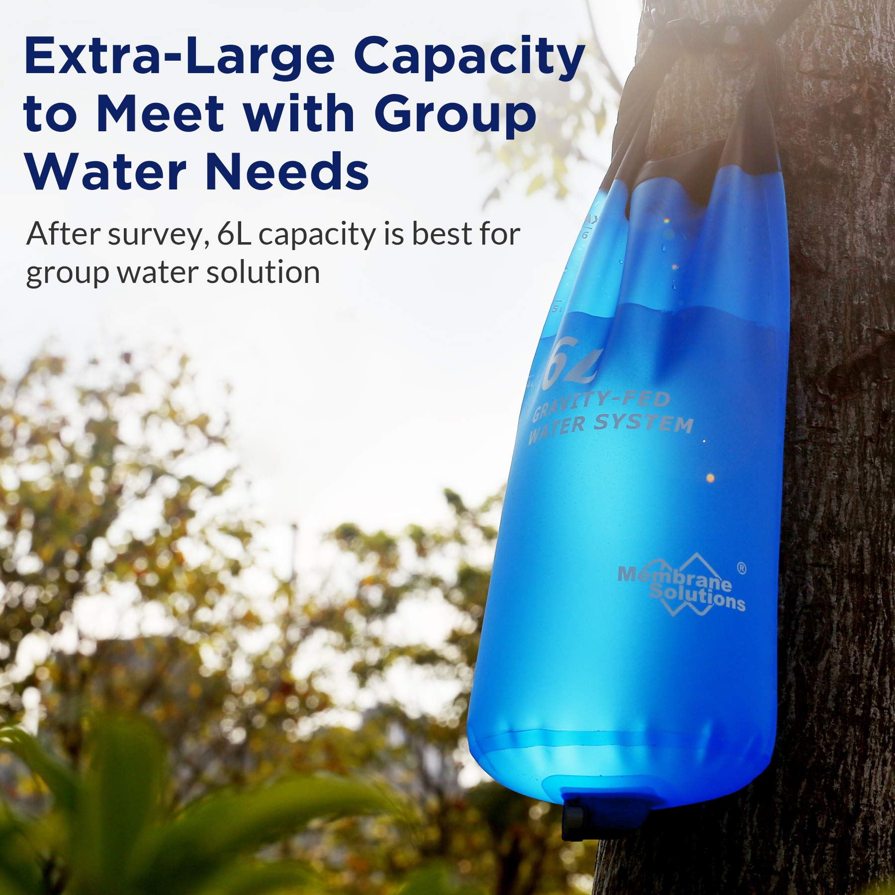 Membrane Solutions Gravity Water Filter Pro 6L with Blue Personal Water Filter Straw