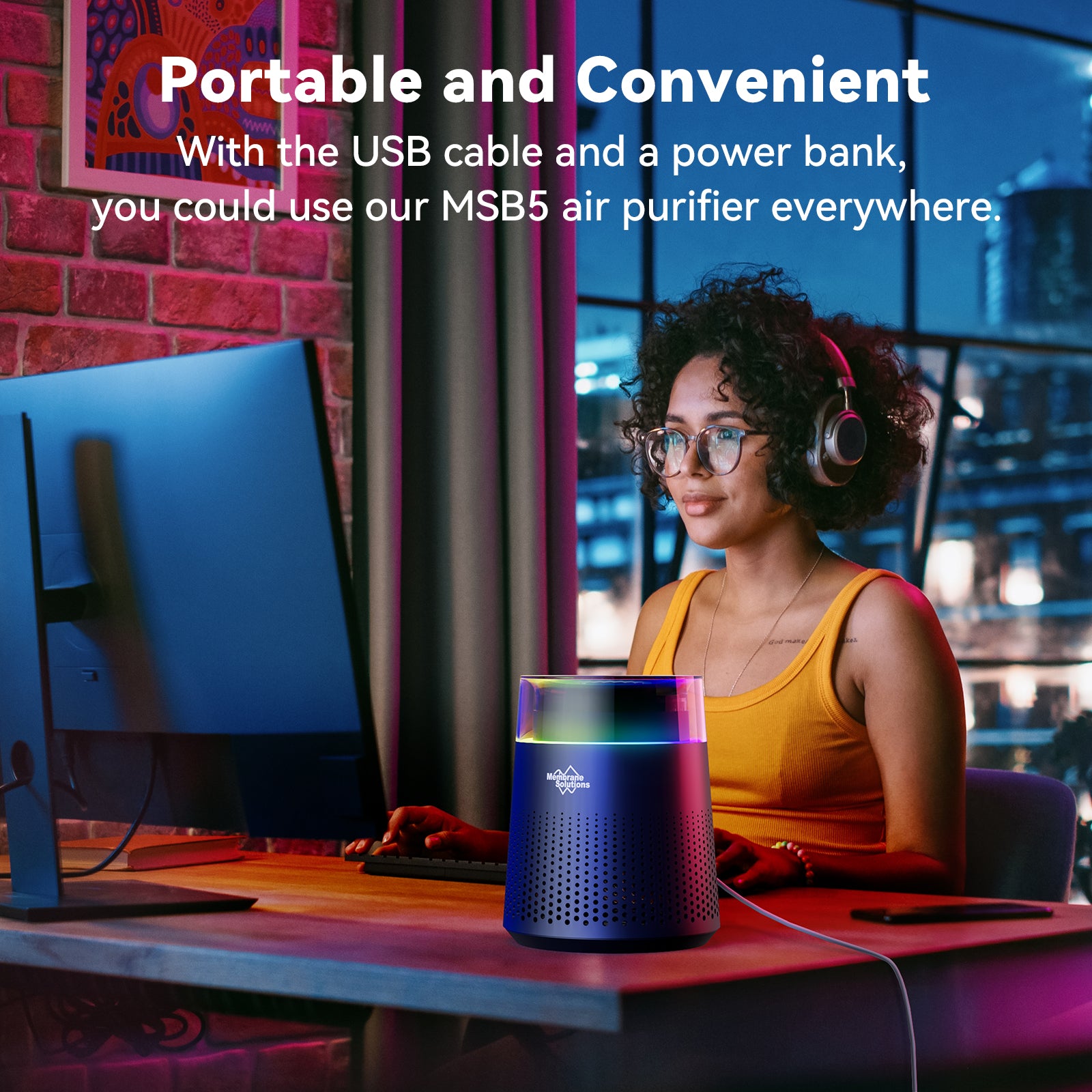 MSB5 Small Room HEPA Air Purifier With RGB Light