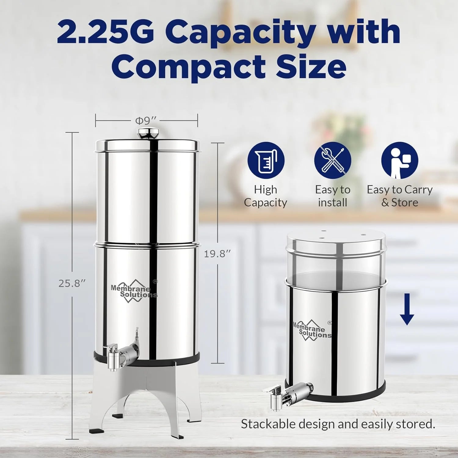 U3 Stainless Steel Travel Gravity-Fed Water Filter for Hiking