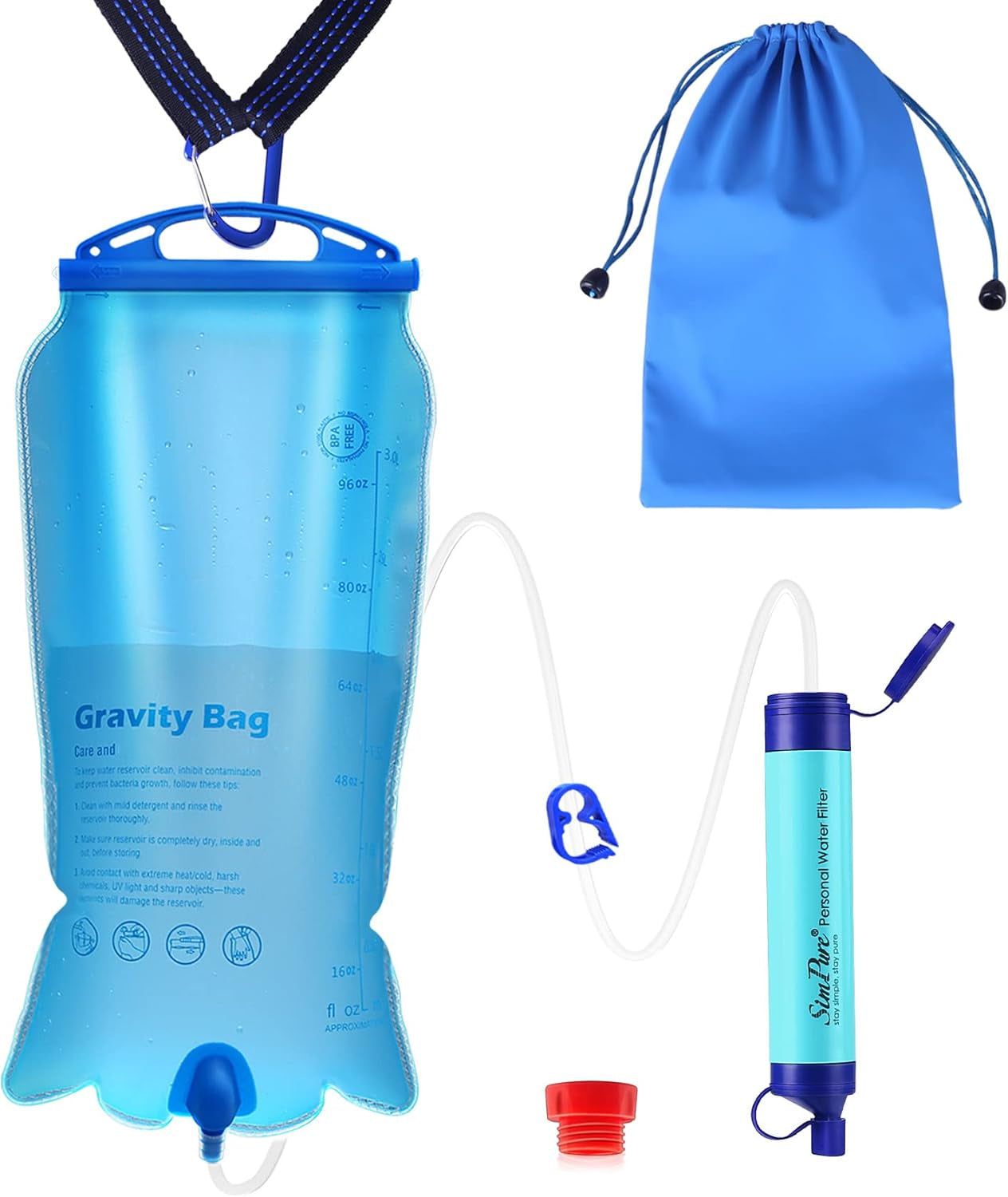 Water Straw With A 3L Gravity- Water Filter Bag