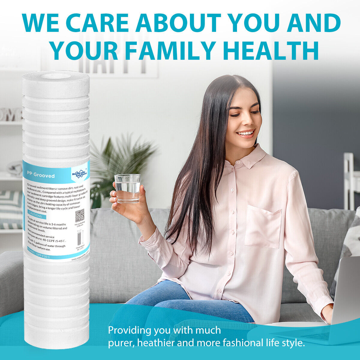 PP Grooved Water Sediment Filter Cartridge Replacement 0.5/1/5 Micron 10"x2.5"