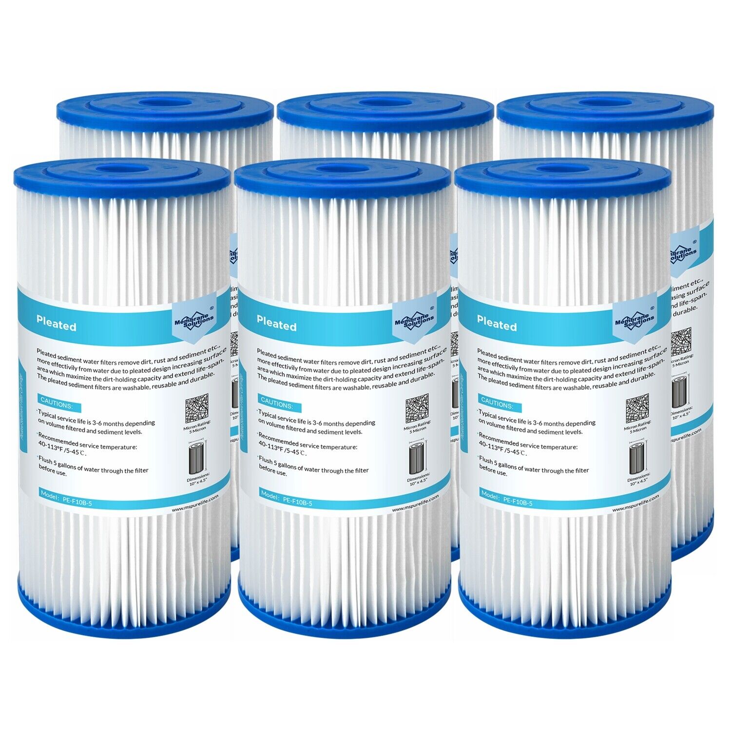 Big Blue RO Sediment Pleated Water Filter 5/20/50 μm 10" x 4.5"