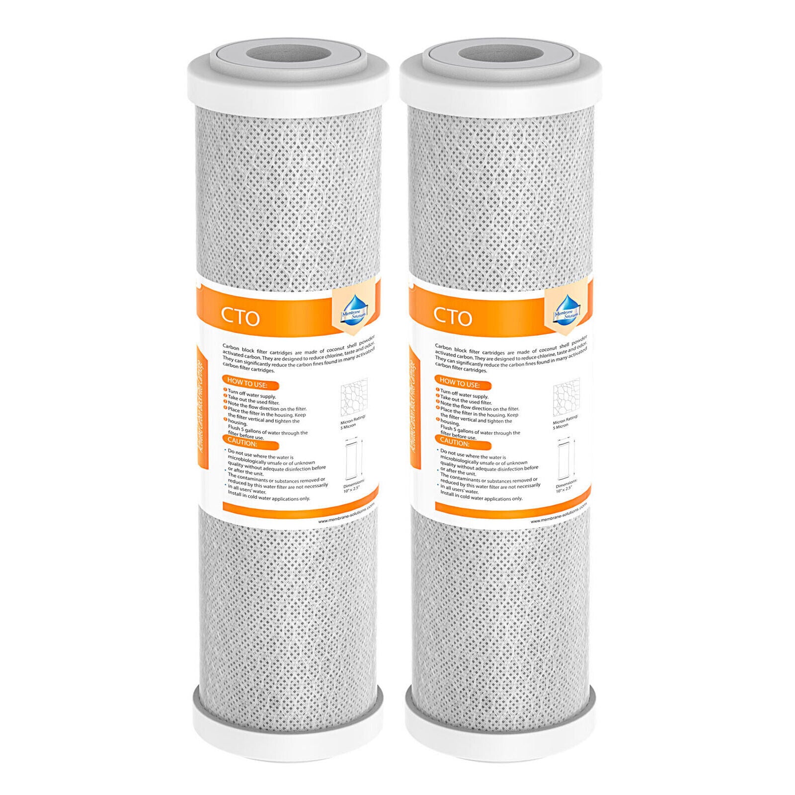 Whole House CTO Carbon Block Water Filter 10"x2.5"/10"x4.5"