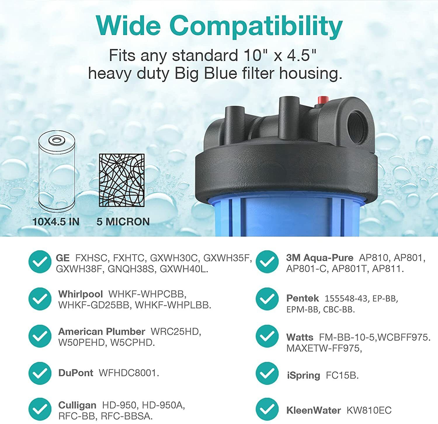 PGC Polypropylene & Acticated Carbon Filter cartridges for Big Blue 10" x 4.5"