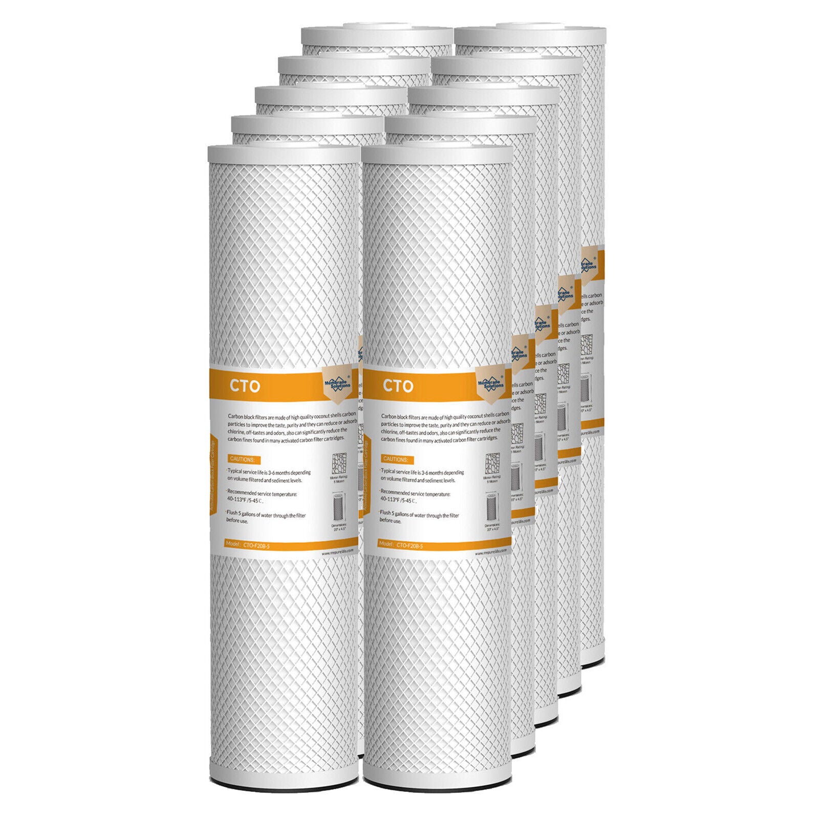 20"x4.5" 5 Micron CTO Carbon Block Water Filter Whole House Cartridges