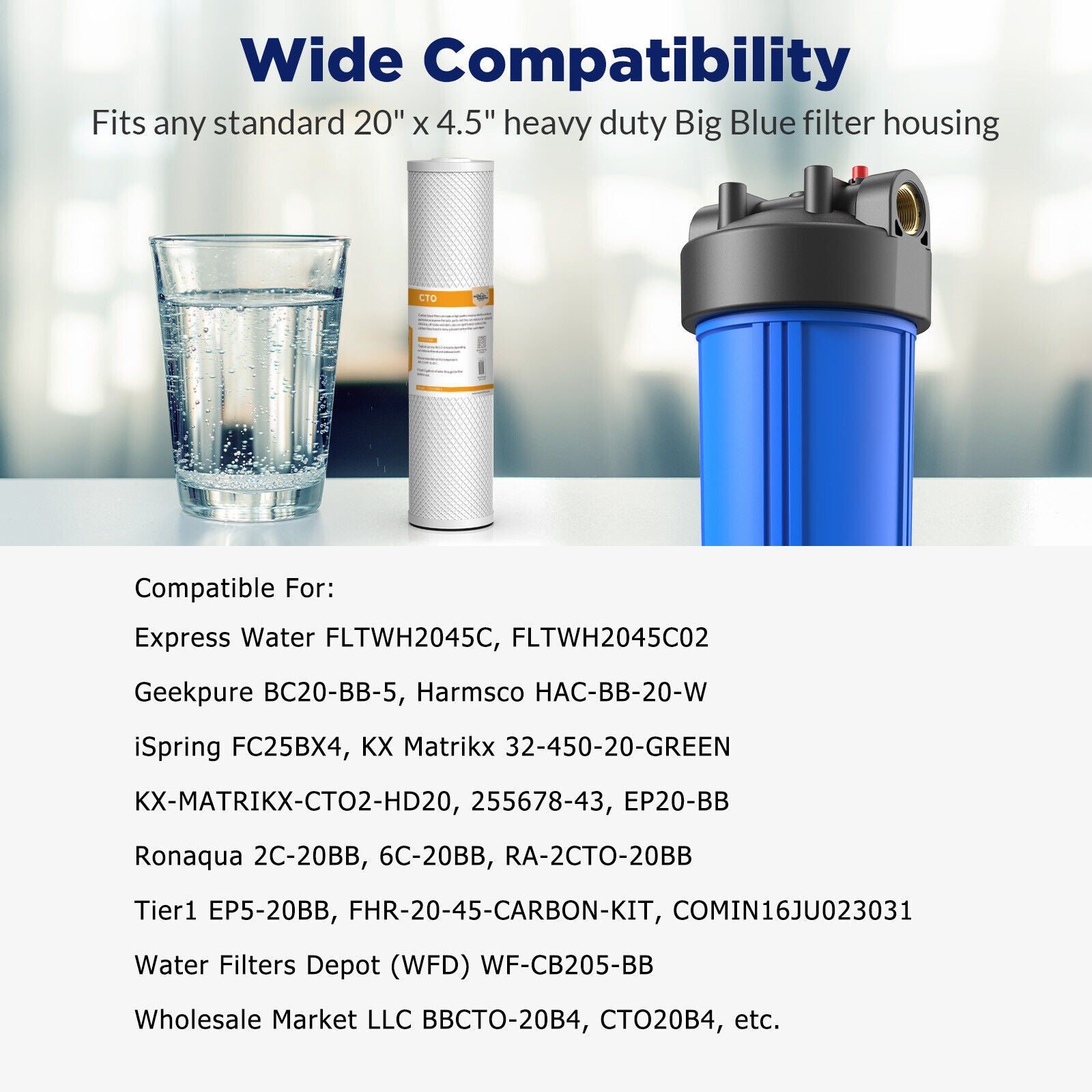 20"x4.5" 5 Micron CTO Carbon Block Water Filter Whole House Cartridges