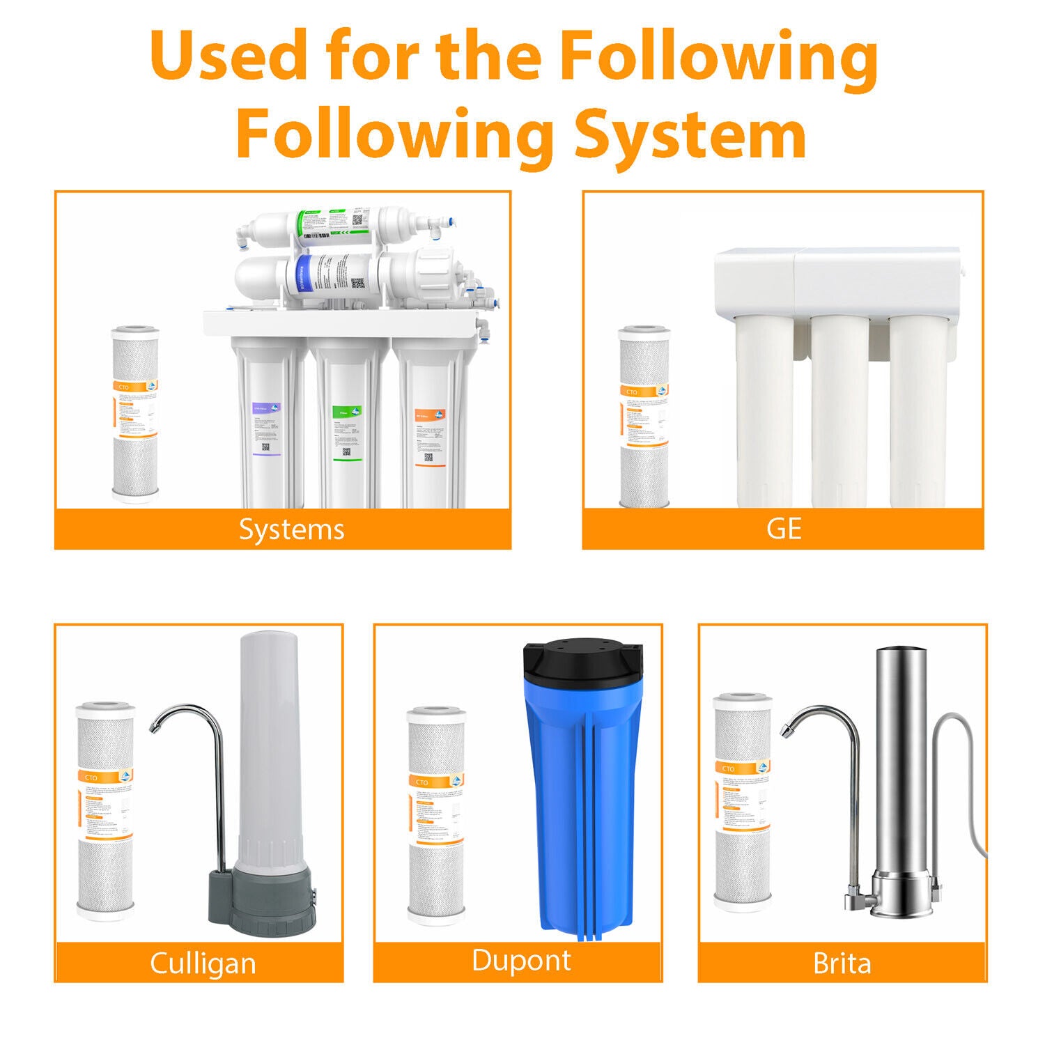 Whole House CTO Carbon Block Water Filter 10"x2.5"/10"x4.5"