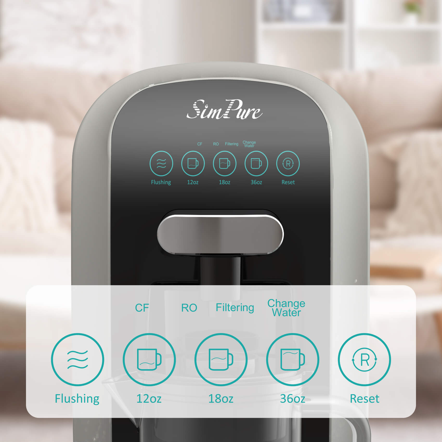 SimPure Y7T-A Countertop RO System with Portable Glass Water Pitcher &Alkaline Remineralization