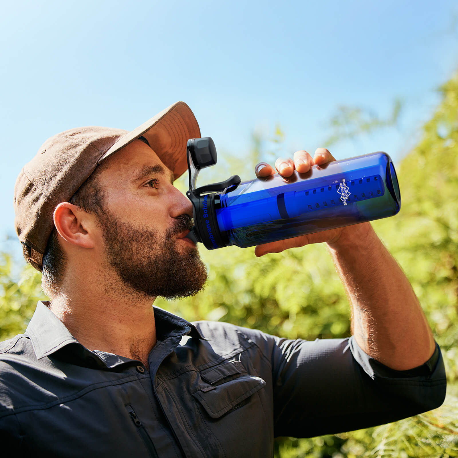 Membrane Solutions C3 36oz 6-Stage Portable Water Filter Bottle with ACF & UF Filter