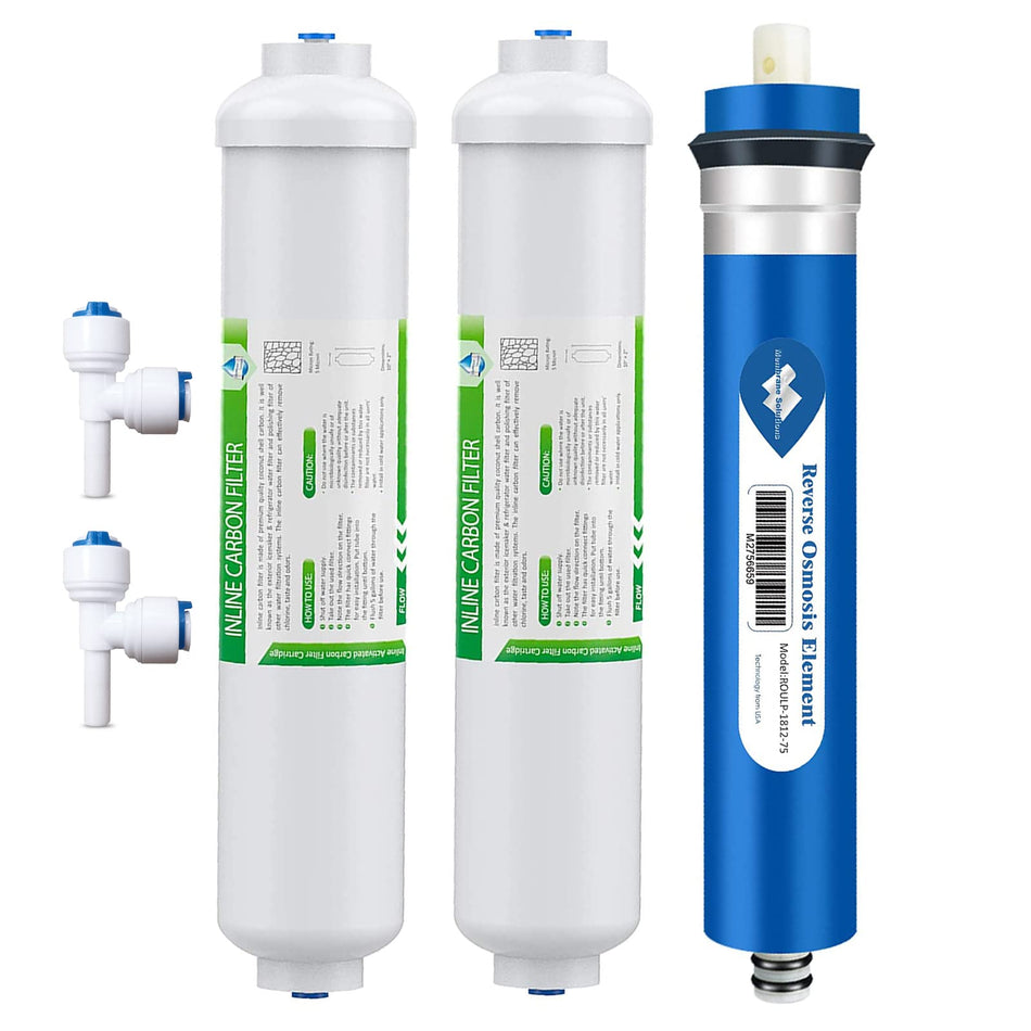 2x Inline Filters w/Quick Connect and 1x 75 GPD RO Membrane Combo Filter