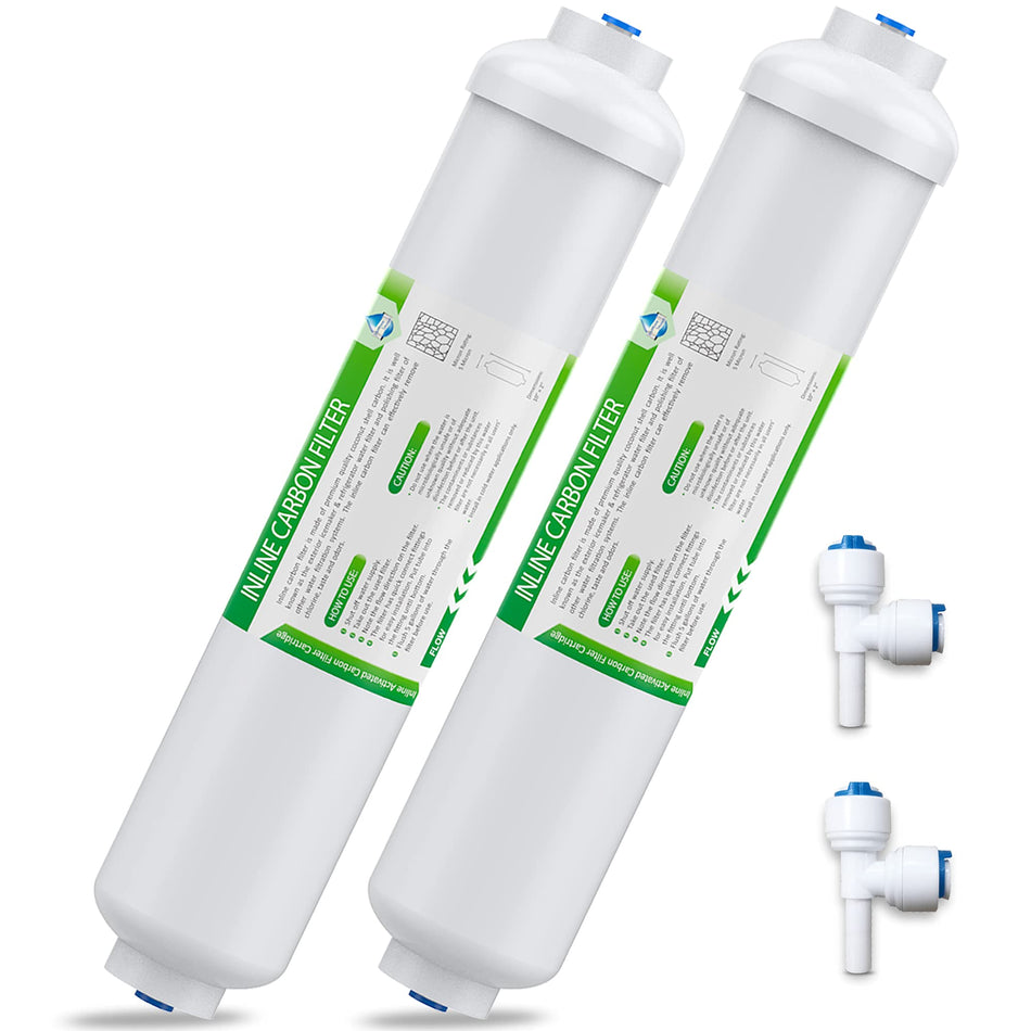 T33 1/4" Inline Post Carbon Filter Cartridge with Tube Fitting (Pack of 2)