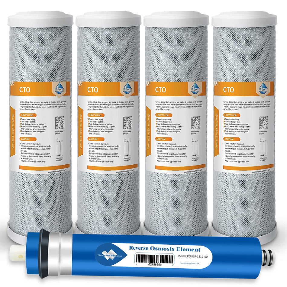 Membrane Solutions CTO+RO(50G) Combo Pack Water Filter Replacement Cartridge