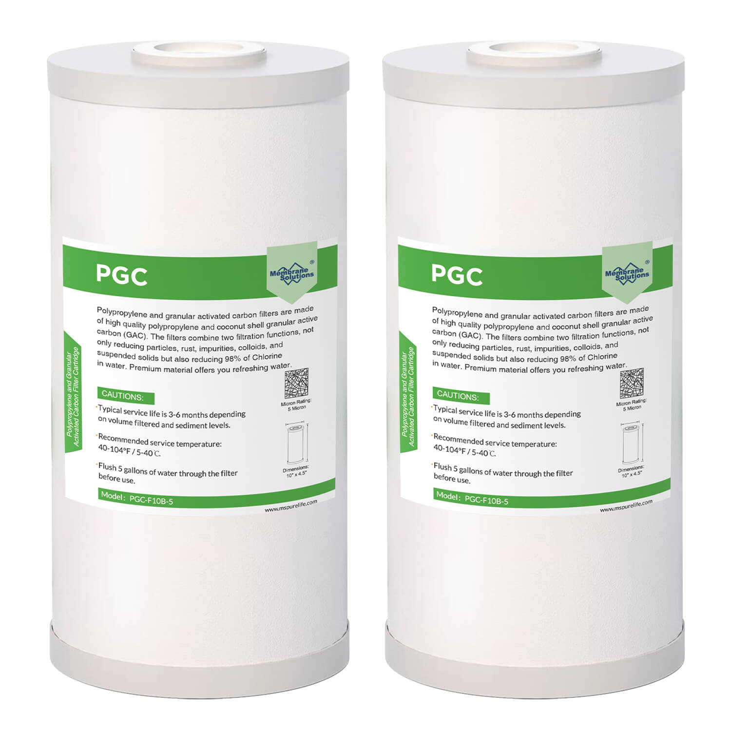 PGC Polypropylene & Acticated Carbon Filter cartridges for Big Blue 10" x 4.5"
