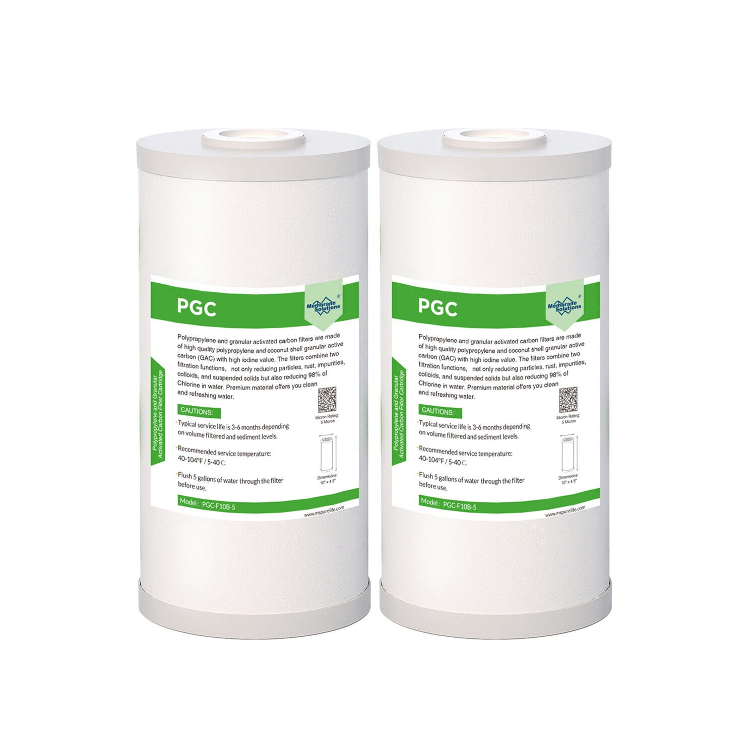 PGC Polypropylene & Acticated Carbon Filter cartridges for Big Blue 10" x 4.5"