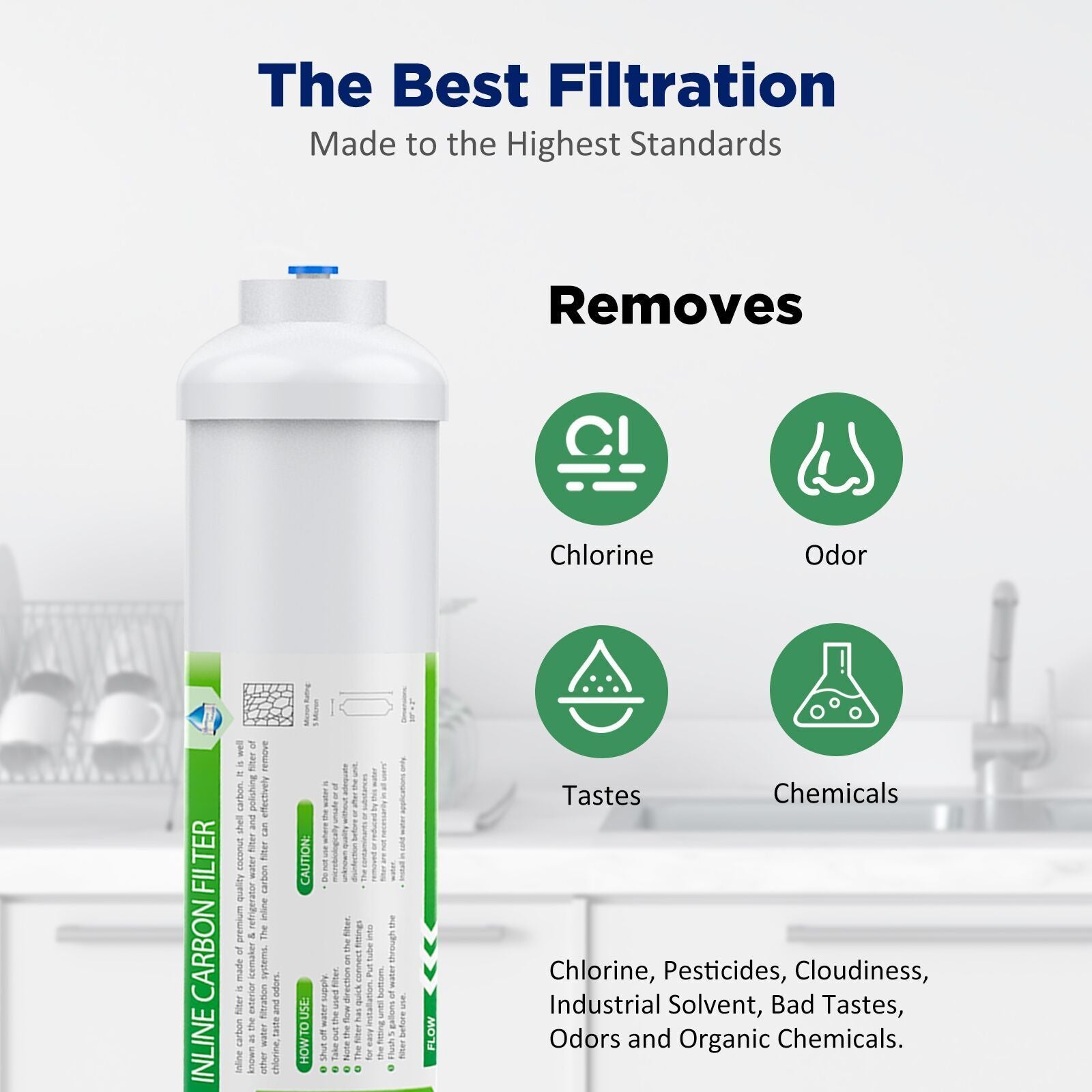 T33 Inline Post Carbon Polishing Water Filter 1/4" Quick Connect
