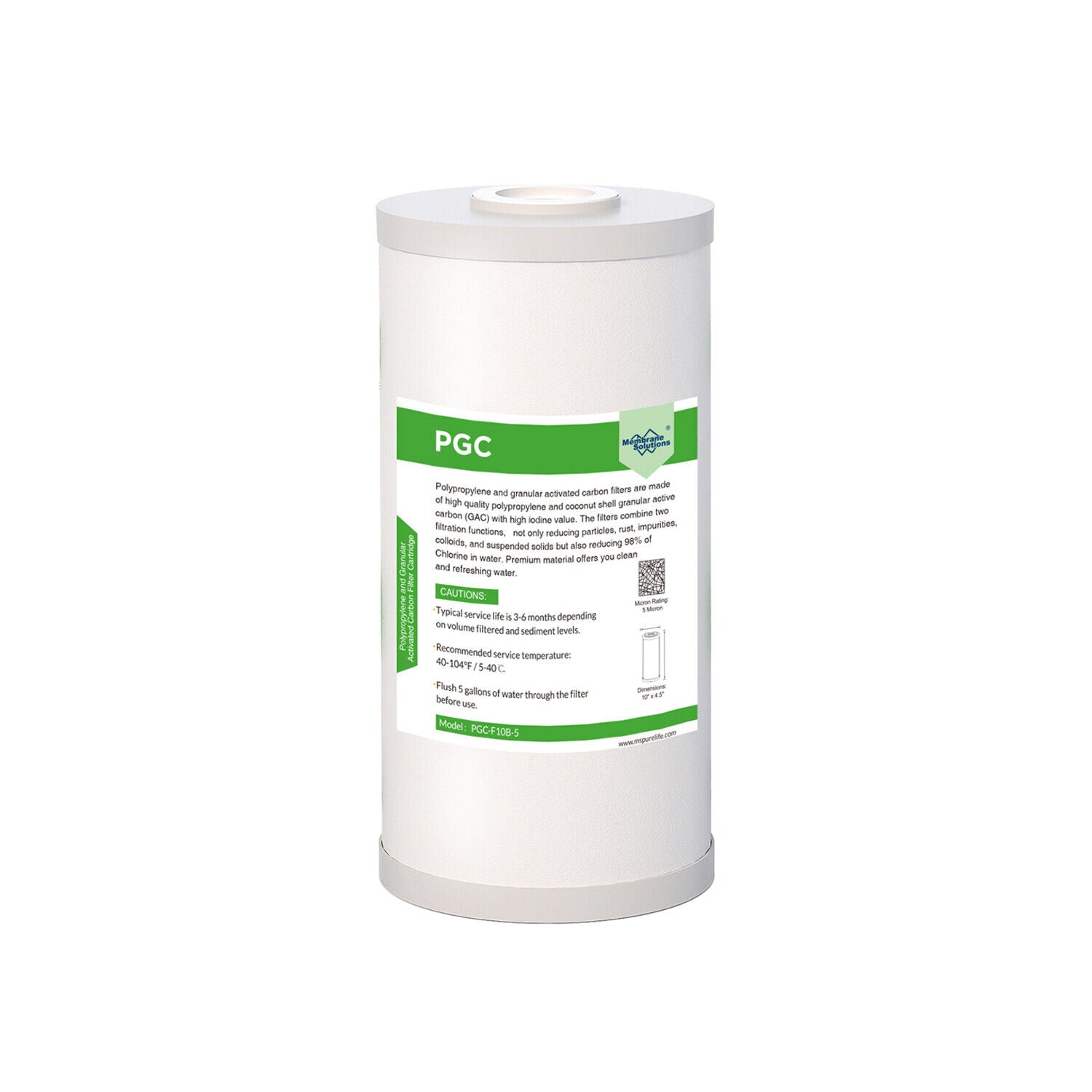 PGC Polypropylene & Acticated Carbon Filter cartridges for Big Blue 10" x 4.5"