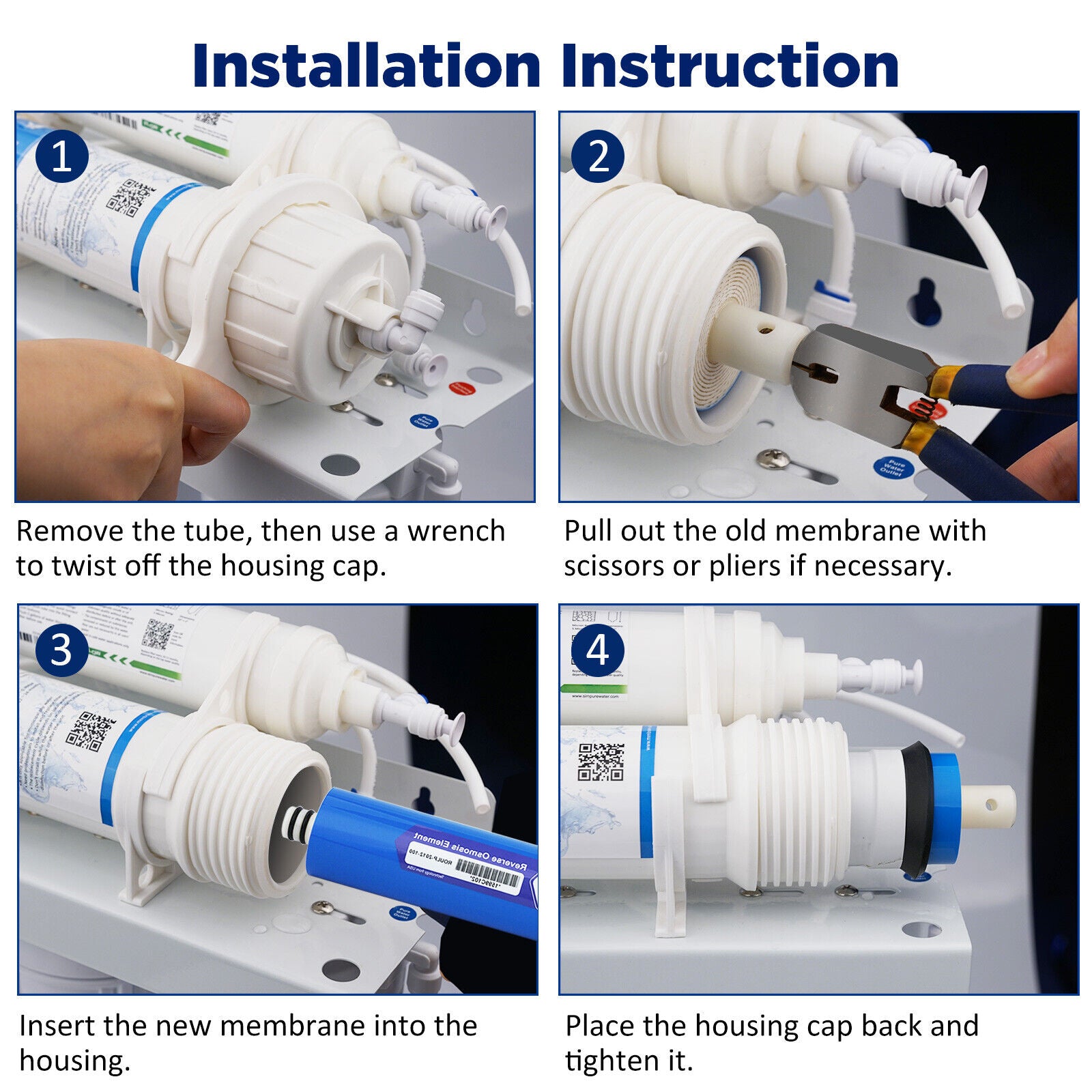 36/50/75/100/150 GPD RO Membrane Carbon Water Filter Combo Pack Fit