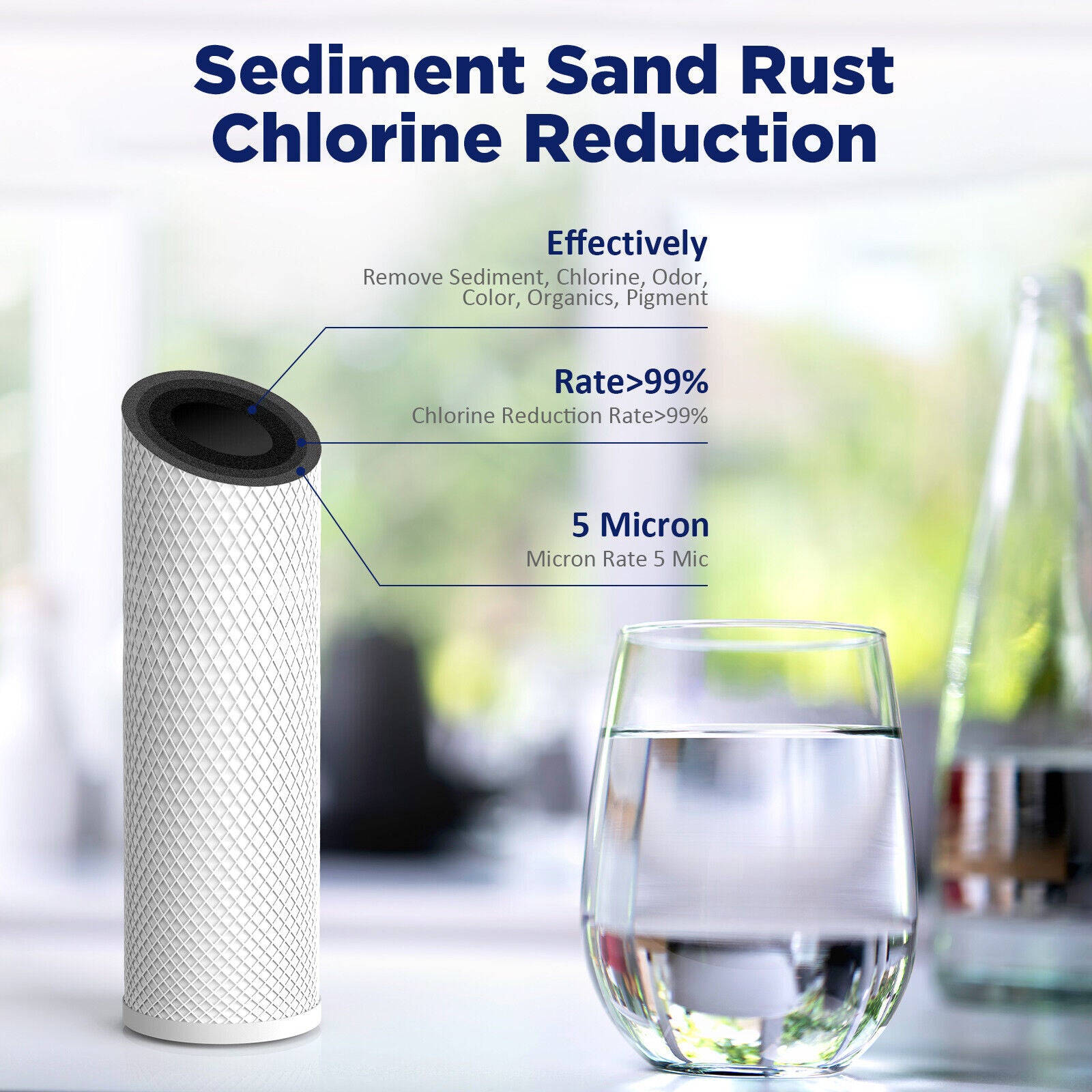 5 Micron 20"x4.5" Big Blue Sediment GAC CTO Carbon Block Water Filter Cartridges