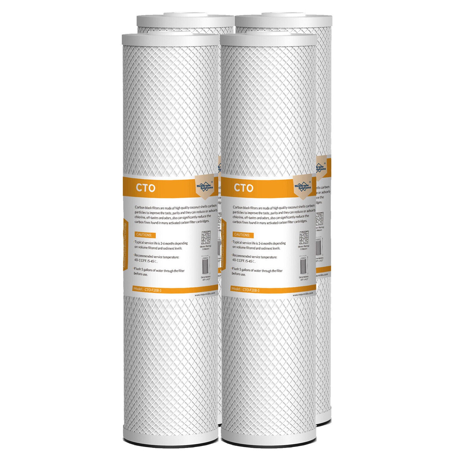 20"x4.5" 5 Micron CTO Carbon Block Water Filter Whole House Cartridges
