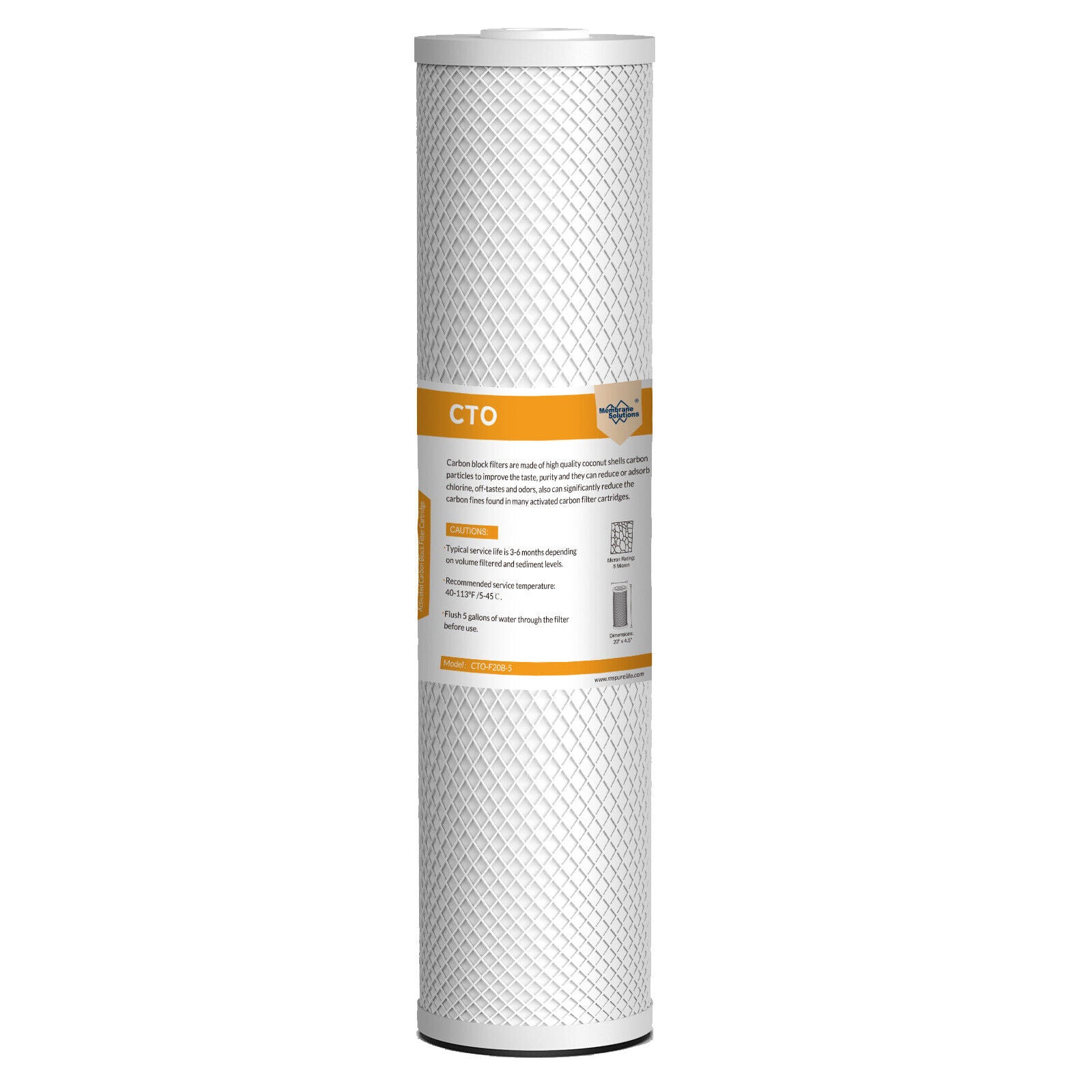 20"x4.5" 5 Micron CTO Carbon Block Water Filter Whole House Cartridges