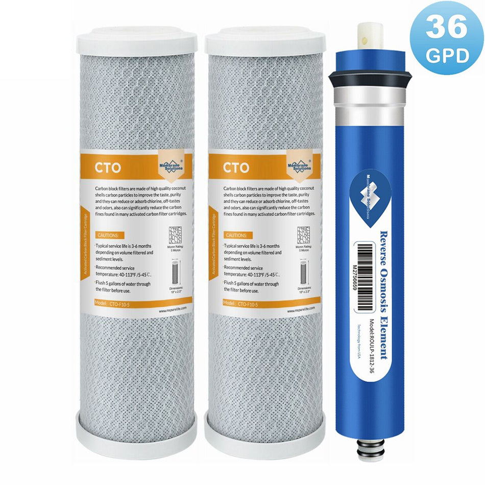 36/50/75/100/150 GPD RO Membrane Carbon Water Filter Combo Pack Fit