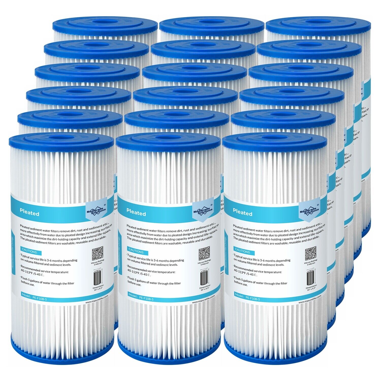 Big Blue RO Sediment Pleated Water Filter 5/20/50 μm 10" x 4.5"