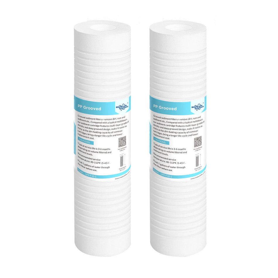 PP Grooved Water Sediment Filter Cartridge Replacement 0.5/1/5 Micron 10"x2.5"