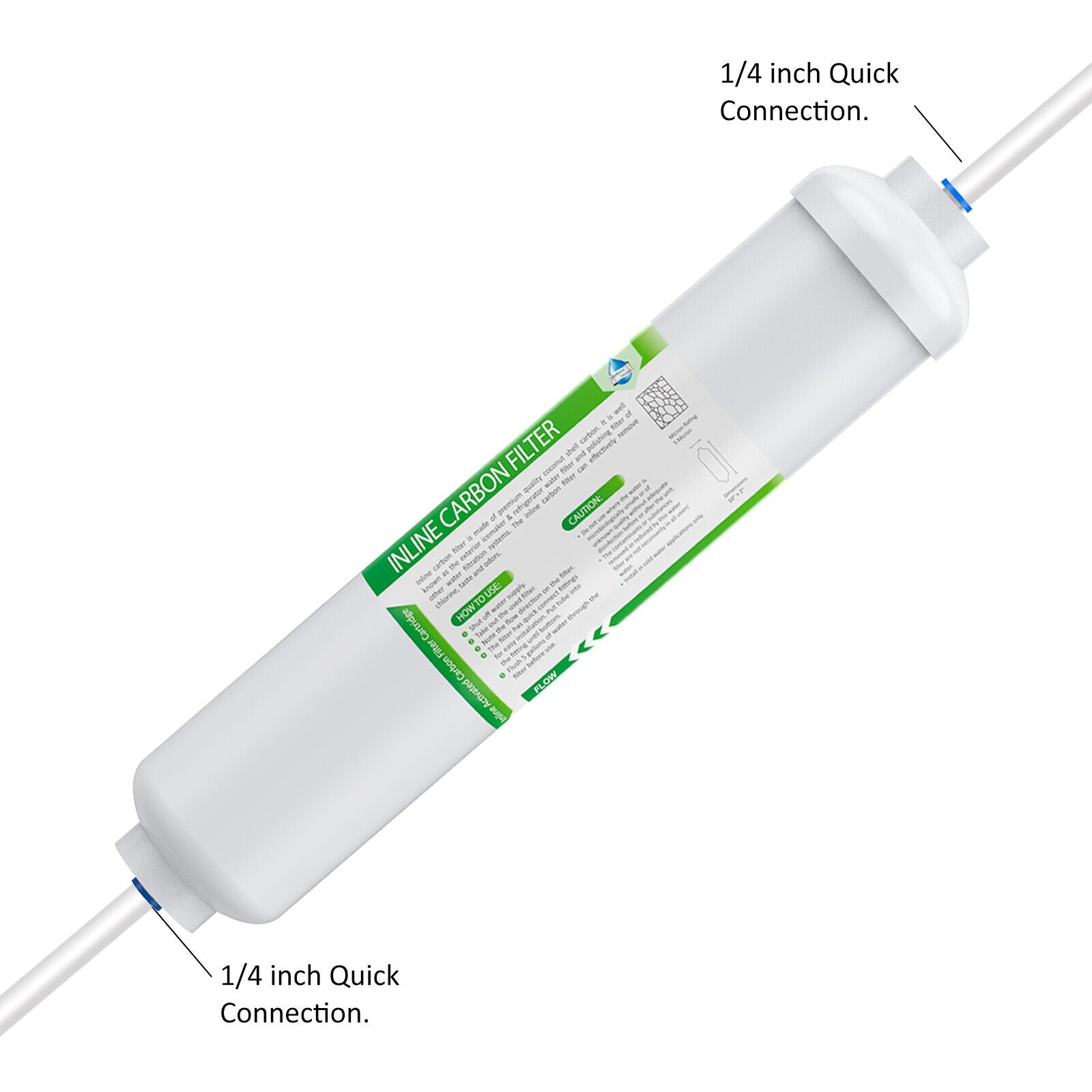 T33 Inline Post Carbon Polishing Water Filter 1/4" Quick Connect