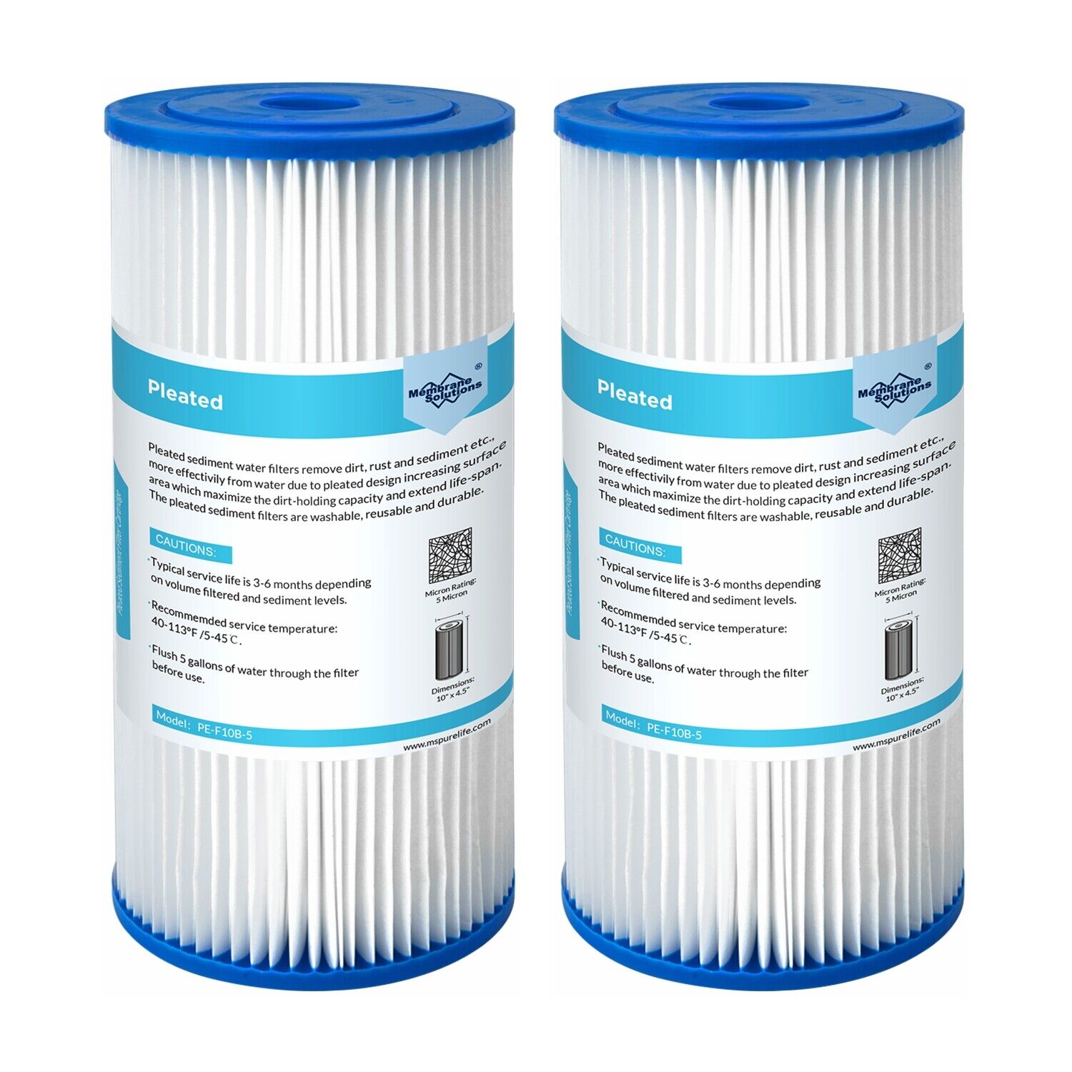 Big Blue RO Sediment Pleated Water Filter 5/20/50 μm 10" x 4.5"