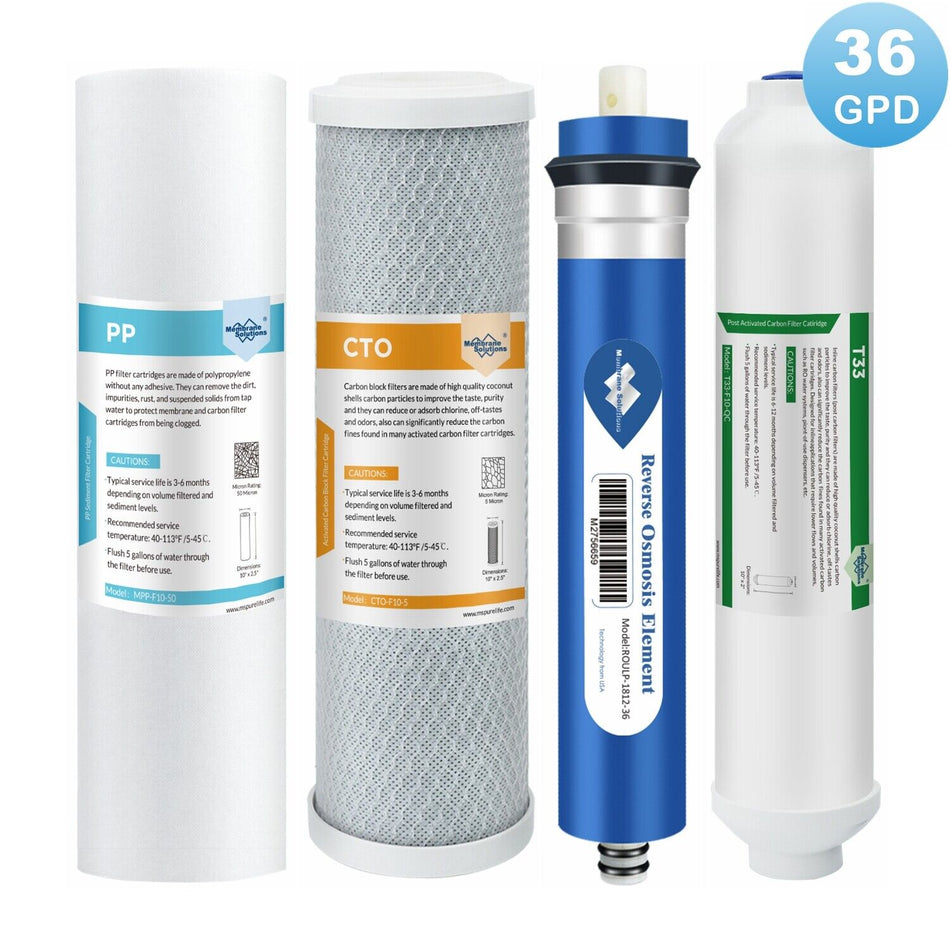 4 Stage Reverse Osmosis System Water Filter with RO Membrane Cartridge Set