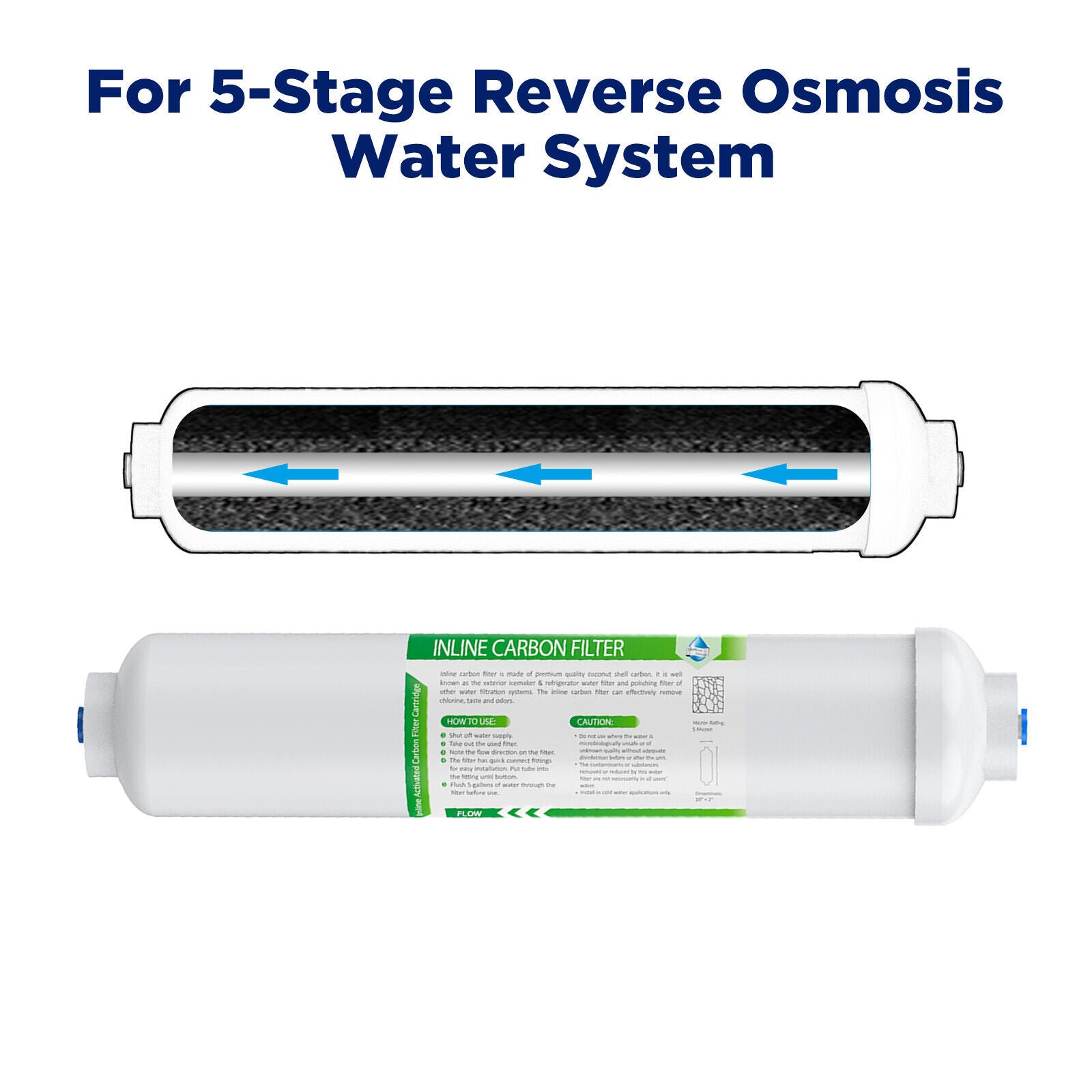 T33 Inline Post Carbon Polishing Water Filter 1/4" Quick Connect
