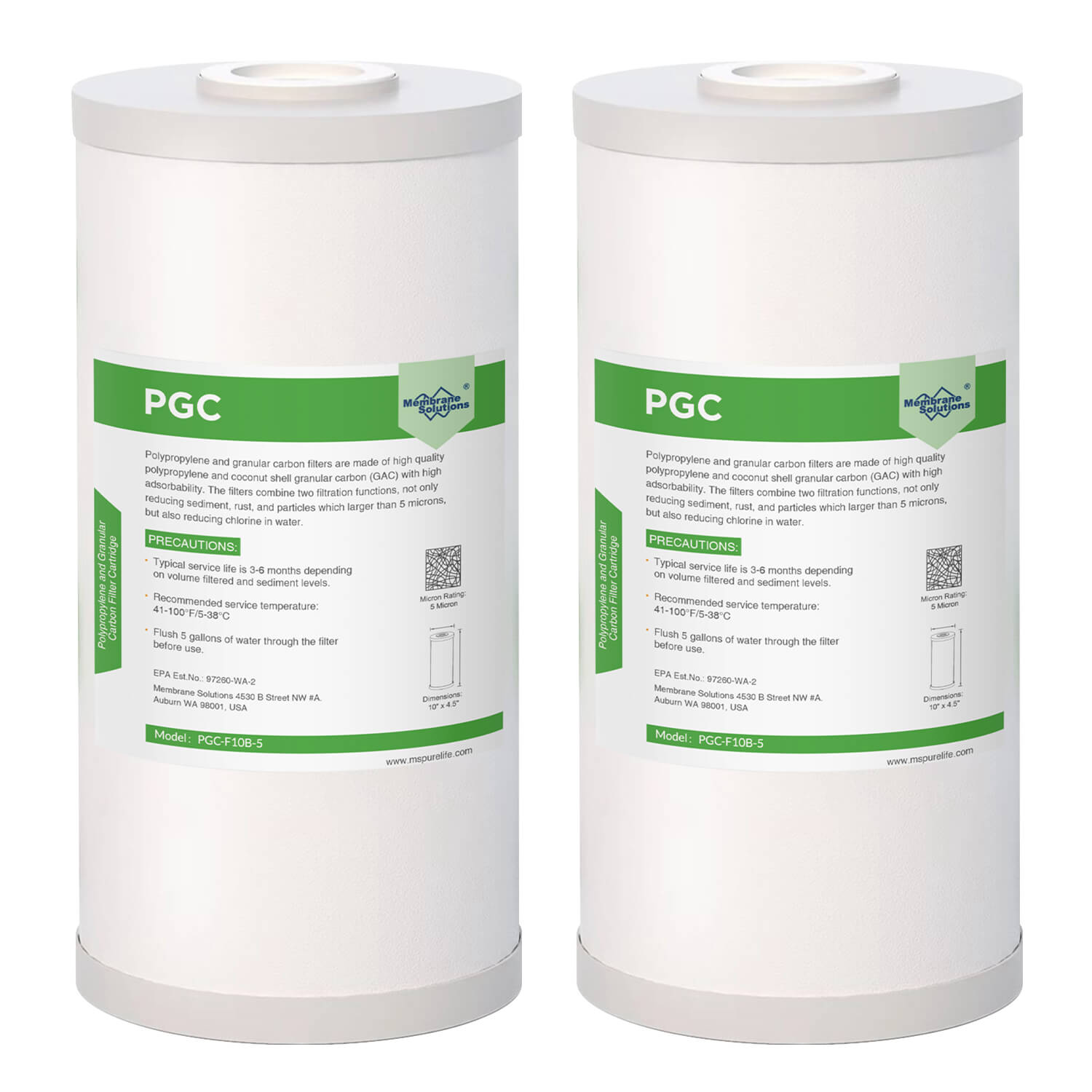 PGC Polypropylene & Acticated Carbon Filter cartridges for Big Blue 10" x 4.5"