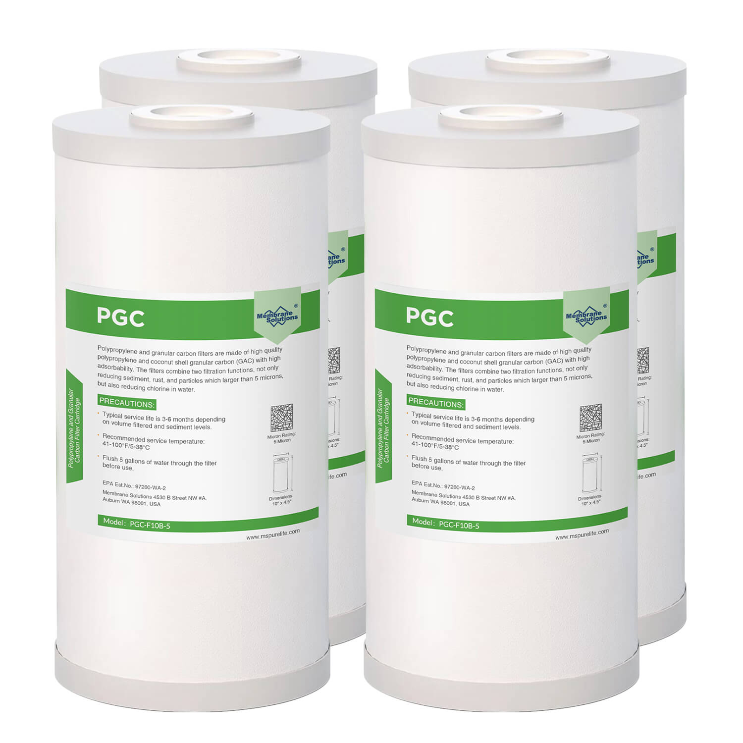 PGC Polypropylene & Acticated Carbon Filter cartridges for Big Blue 10" x 4.5"