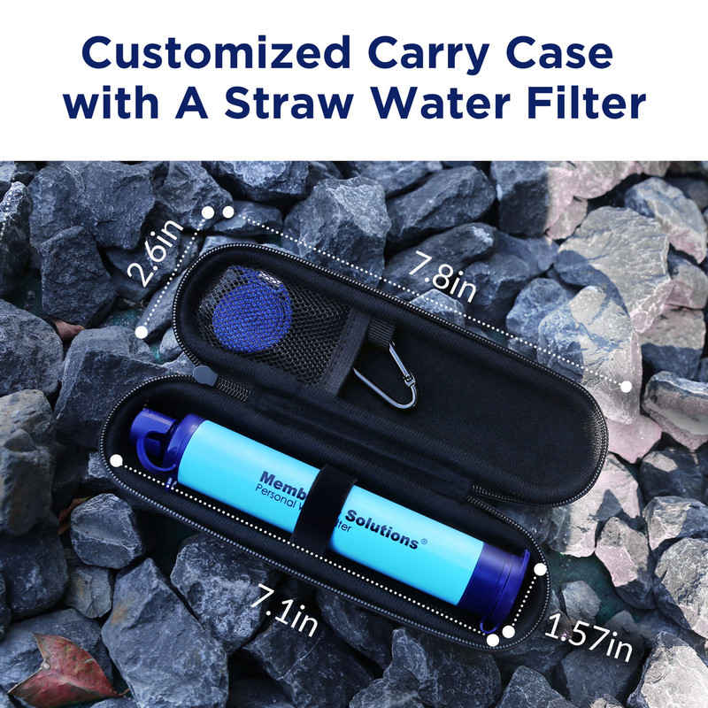 Water Filtration Survival Straw with a case