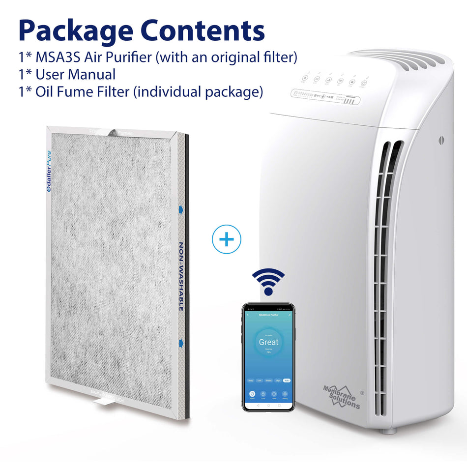 Upgraded MSA3S Air Purifier for Cooking Smells Removal with 4-in-1 HEPA Filter