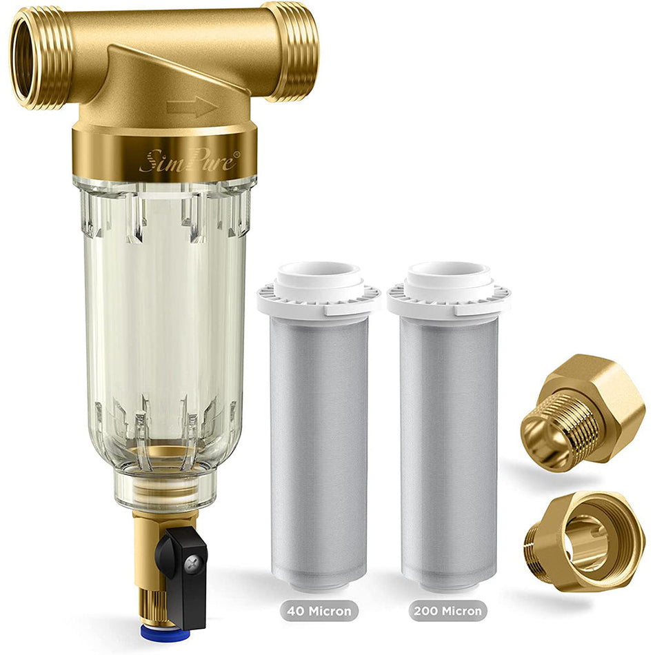 DC5P Whole House Spin Down Sediment Filter | 40/200 Micron, Reusable