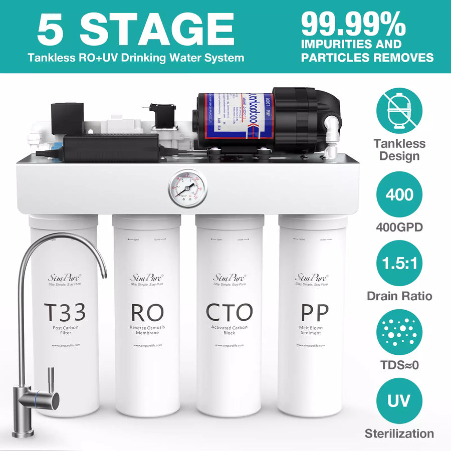 T1-400 Best Under Sink Water Purifier Wholesaler with Tankless Under Sink Reverse Osmosis System