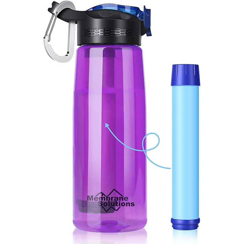 Purple Portable Water Filter Bottle